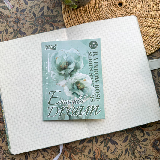 HCMG606 - sticker pack rainbow rose series of flowers waterproof pet hand account material sticker 15 into(Green)