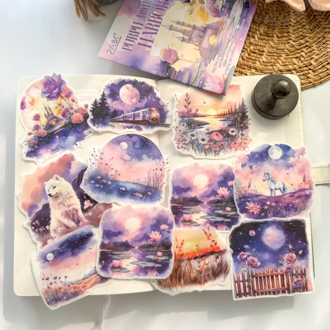 HHXZ602 - sticker package Flower Sea Boat Series Landscape Landscaping Special Oil and Paper Cut Film Handbook Material