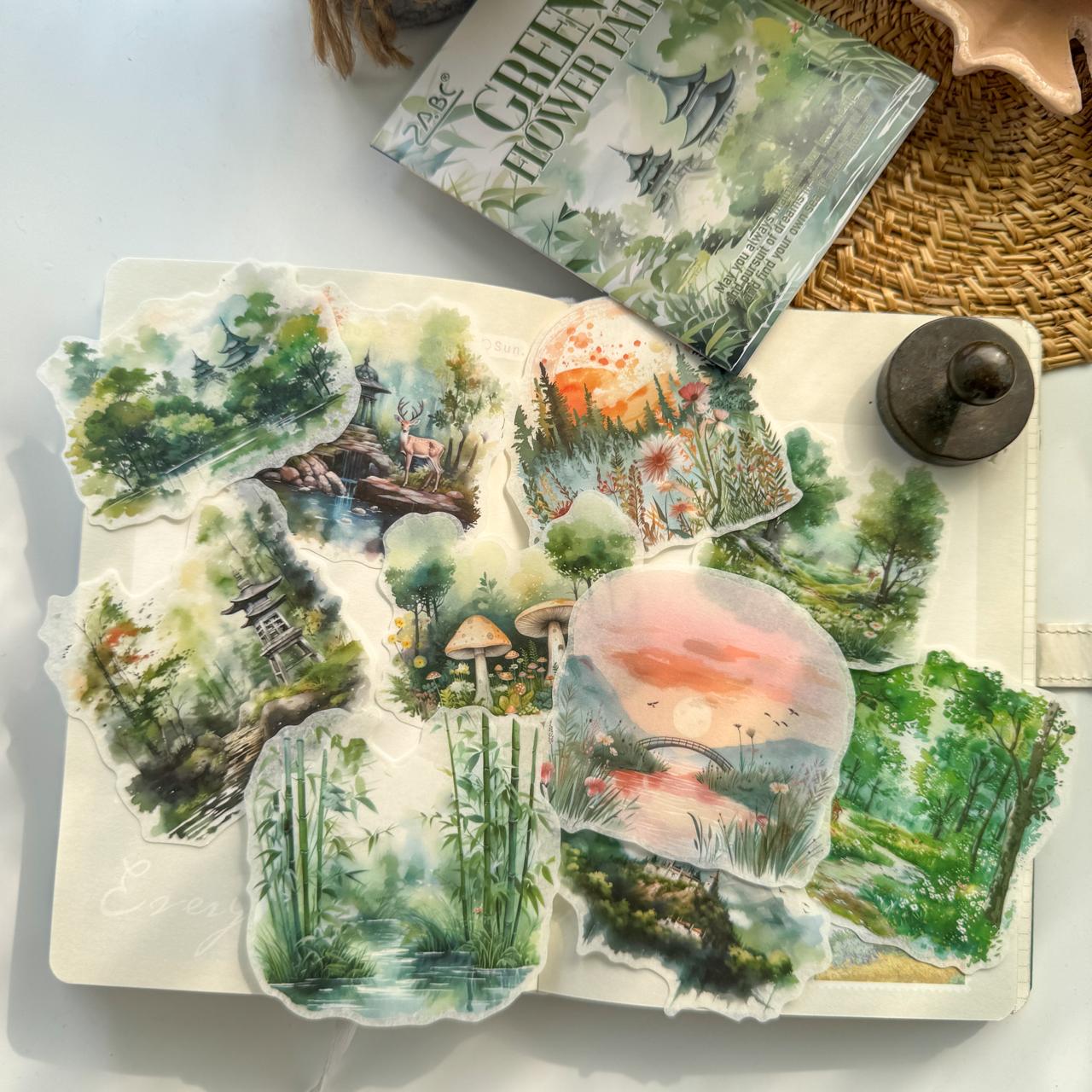 HHXZ605 - sticker package Flower Sea Boat Series Landscape Landscaping Special Oil and Paper Cut Film Handbook Material