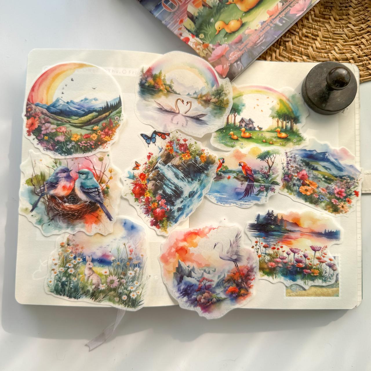 HHXZ606 - sticker package Flower Sea Boat Series Landscape Landscaping Special Oil and Paper Cut Film Handbook Material