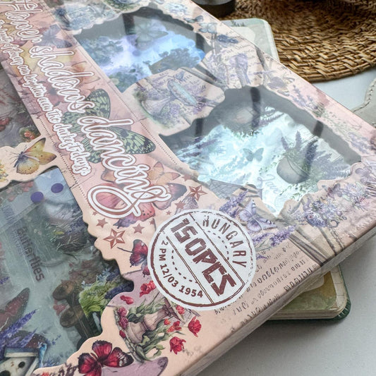 HYPX101 - boxed stickers flower shadow lightly series retro creative hand account film DIY material set