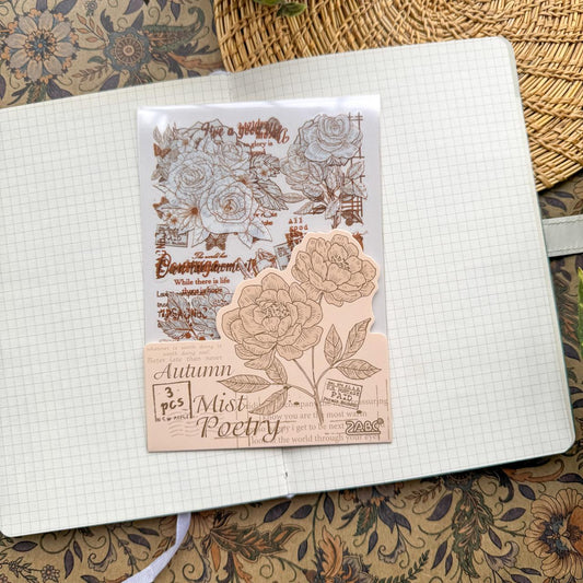 HYSX603 - Cross-border ZABCpet sticker flower poem heart series creative retro film cutting hand account material sticker 3 into