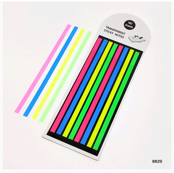 8820 - STICKY NOTES Neon 8 STRIPE 160 tabs | 14X5MM | Sticky Tab