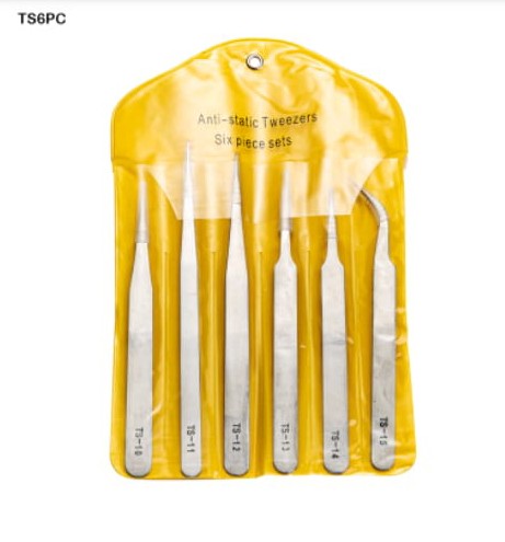 TS6PC Tweezers Stainless Steel Set