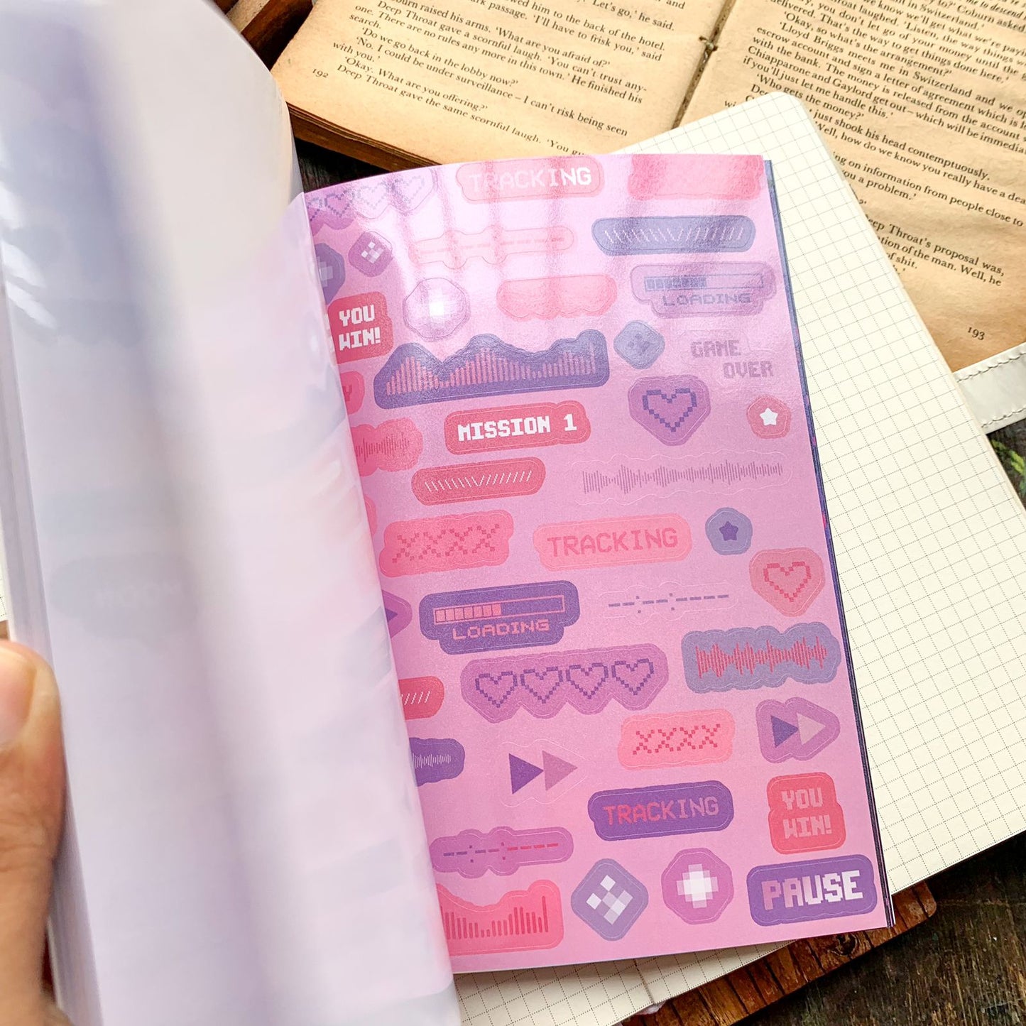 KQ-1622-MM - Kawaii Decorative Sticker Book | Deco Stickers | 24 Sheets | 12.5x18.5CM | Moon Monsoon