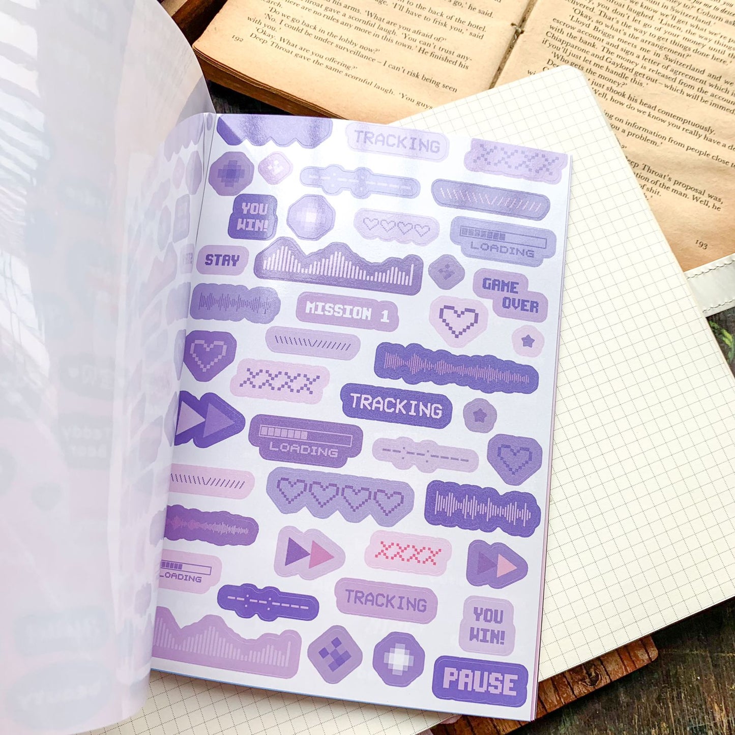 KQ-1622-MM - Kawaii Decorative Sticker Book | Deco Stickers | 24 Sheets | 12.5x18.5CM | Moon Monsoon