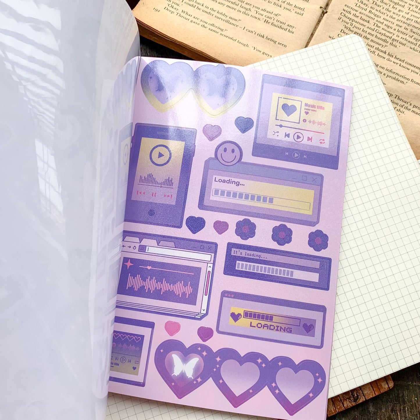 KQ-1622-MM - Kawaii Decorative Sticker Book | Deco Stickers | 24 Sheets | 12.5x18.5CM | Moon Monsoon