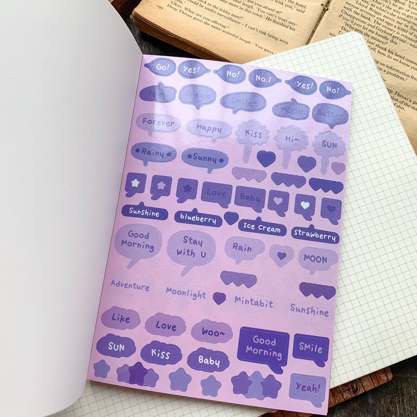 KQ-1622-MM - Kawaii Decorative Sticker Book | Deco Stickers | 24 Sheets | 12.5x18.5CM | Moon Monsoon