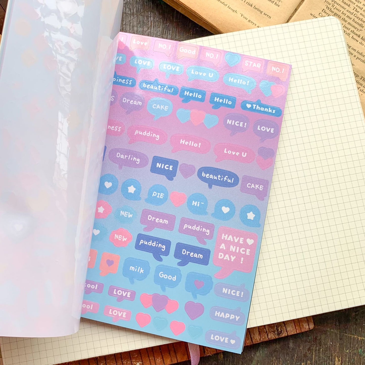 KQ-1621-SSB - Kawaii Decorative Sticker Book | Deco Stickers | 24 Sheets | 12.5x18.5CM | Star Sea Boundary