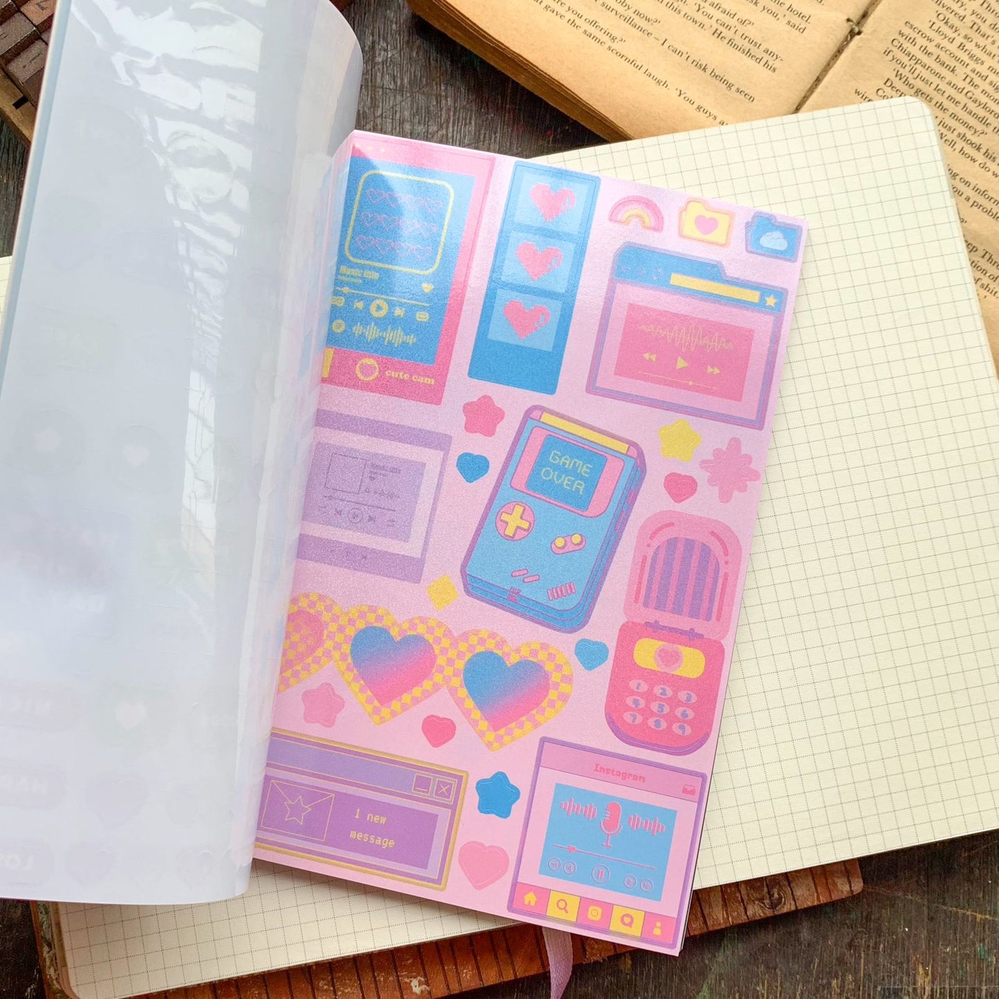 KQ-1621-SSB - Kawaii Decorative Sticker Book | Deco Stickers | 24 Sheets | 12.5x18.5CM | Star Sea Boundary