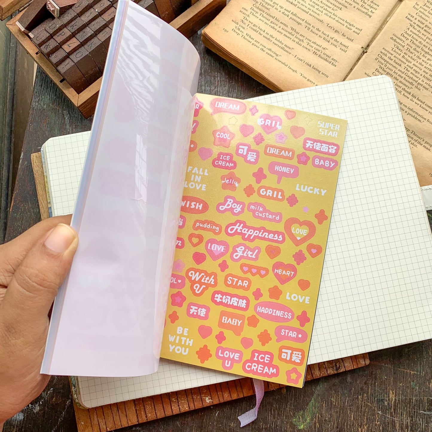 KQ-1621-SSB - Kawaii Decorative Sticker Book | Deco Stickers | 24 Sheets | 12.5x18.5CM | Star Sea Boundary