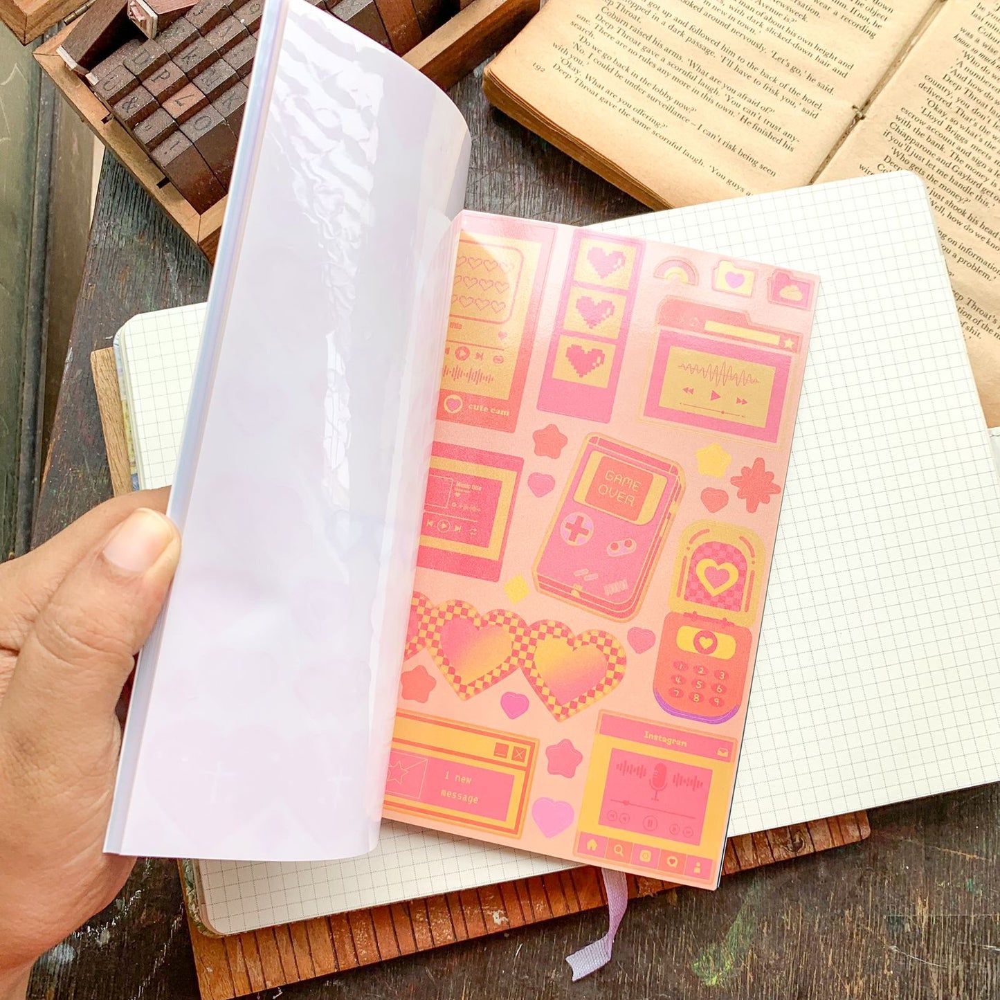 KQ-1621-SSB - Kawaii Decorative Sticker Book | Deco Stickers | 24 Sheets | 12.5x18.5CM | Star Sea Boundary