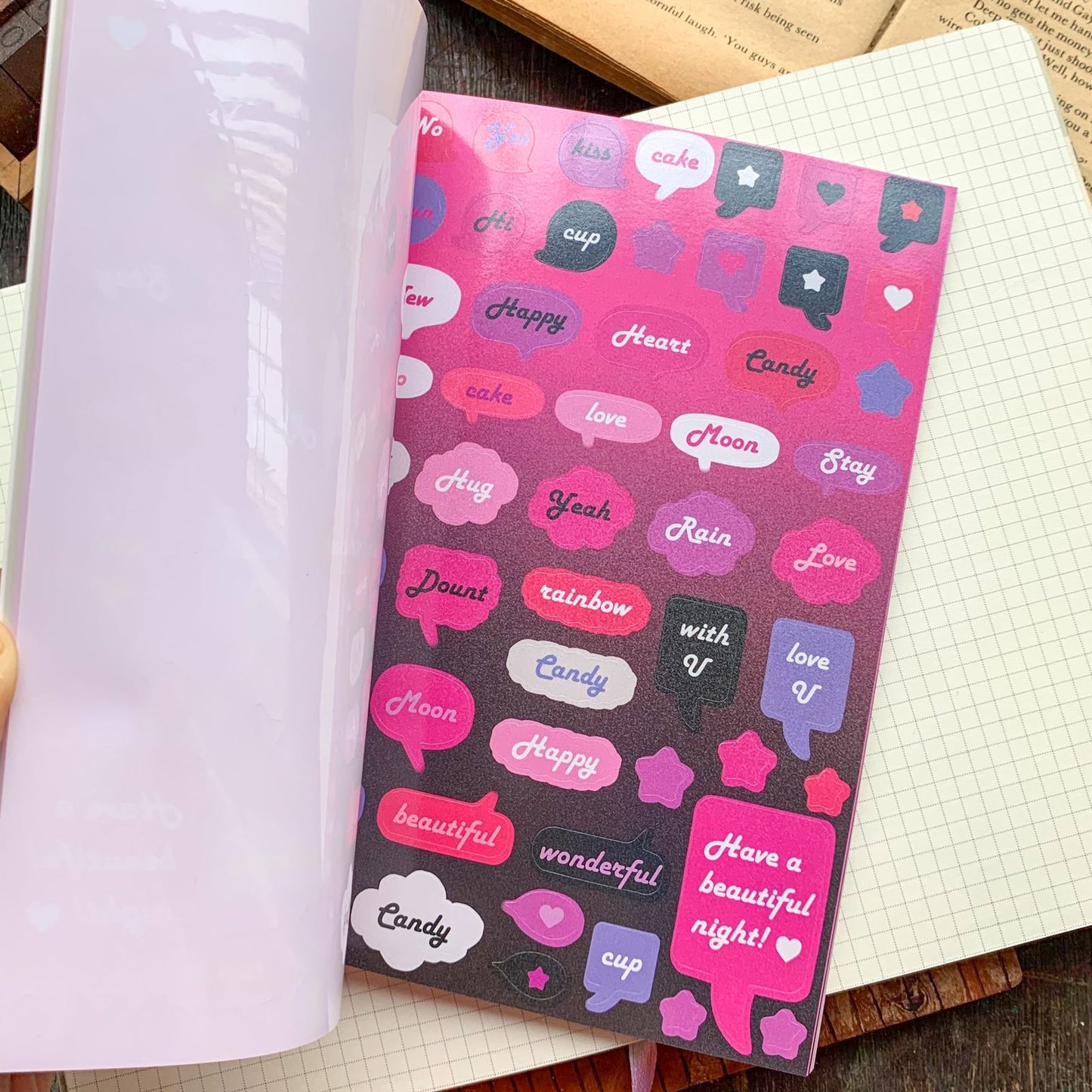 KQ-1623-HI - Kawaii Decorative Sticker Book | Deco Stickers | 24 Sheets | 12.5x18.5CM | Heartbeat Island