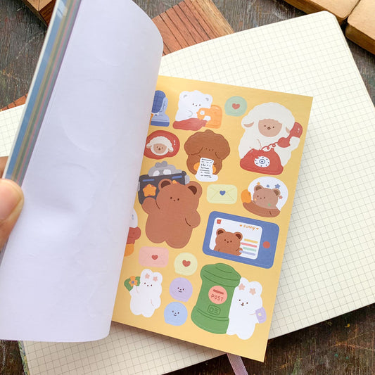 KQ-0068-CP - Kawaii Decorative Sticker Book | Paper & PET Stickers | 15 Paper & 15 PET Stickers Sheets | 30 Sheets | 15x13 CM | Cheese Planet