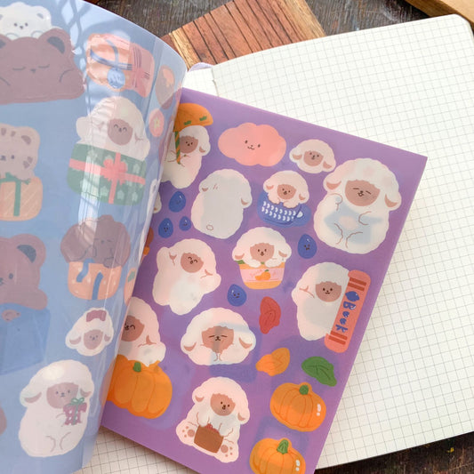 KQ-0066-CPP - Kawaii Decorative Sticker Book | Paper & PET Stickers | 15 Paper & 15 PET Stickers Sheets | 30 Sheets | 15x13 CM | Cool Play Park