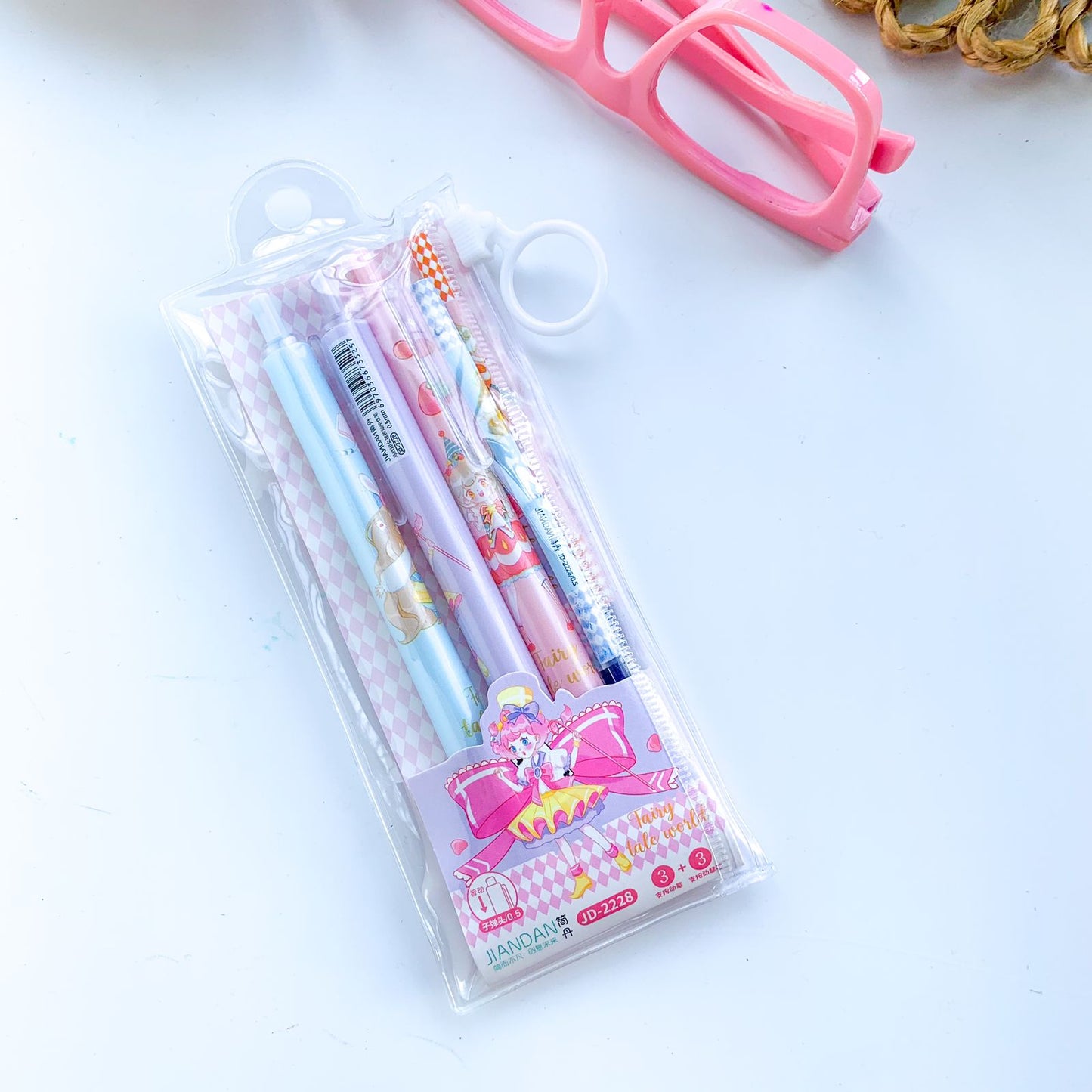 JD2228 | 3 Pcs 0.5 Gel Pen Set Princess Theme | Blue ink