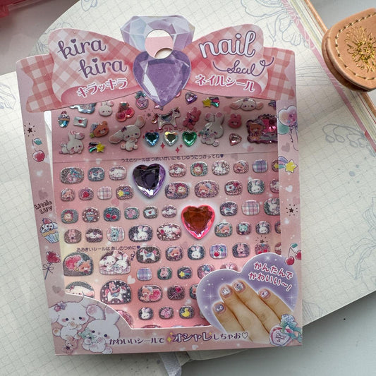 Slaqn 02 3D Journal Stone Sparkling Sticker -Nail ART Sticker - 1 sheet | Pre-cut