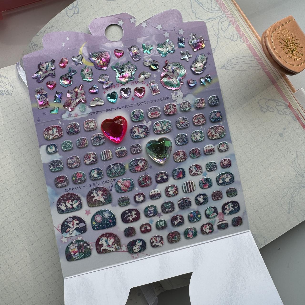 Slaqn 01 3D Journal Stone Sparkling Sticker -Nail ART Sticker - 1 sheet | Pre-cut
