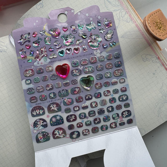 Slaqn 01 3D Journal Stone Sparkling Sticker -Nail ART Sticker - 1 sheet | Pre-cut
