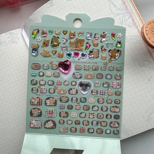 Slaqn 03 3D Journal Stone Sparkling Sticker -Nail ART Sticker - 1 sheet | Pre-cut