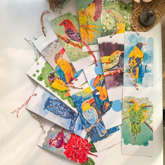 Limited Edition Calendar Bookmark 2025 - 12 Bookmarks with Bird Paintings by Tiyas