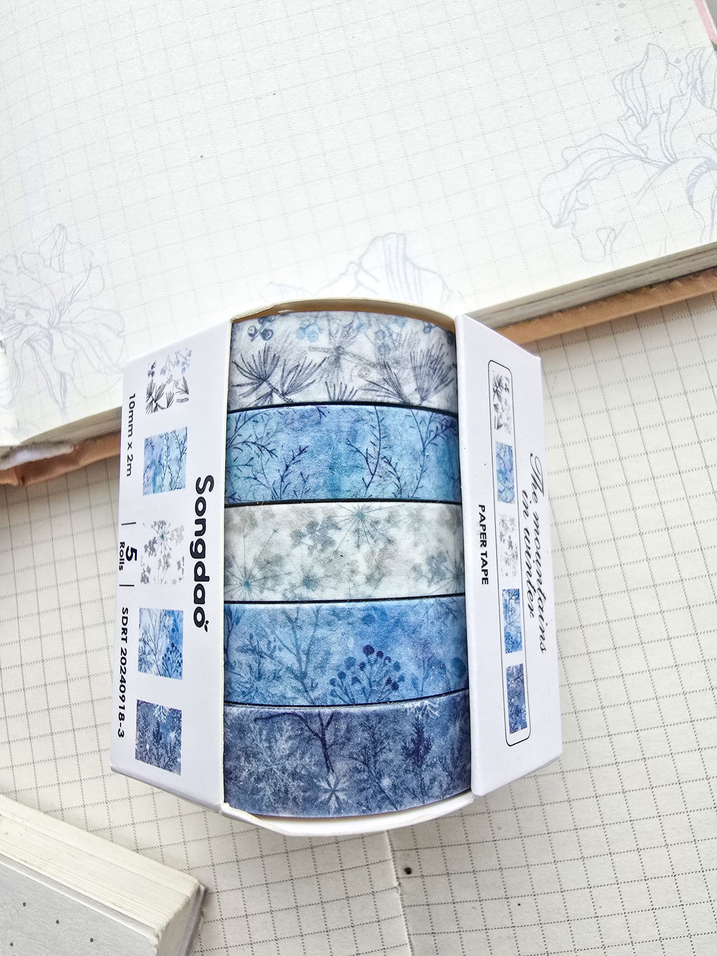 Washi Tape Set of 5 Washi tapes 10mm | Japanese Washi Paper | 2 Meter each(0918-3)