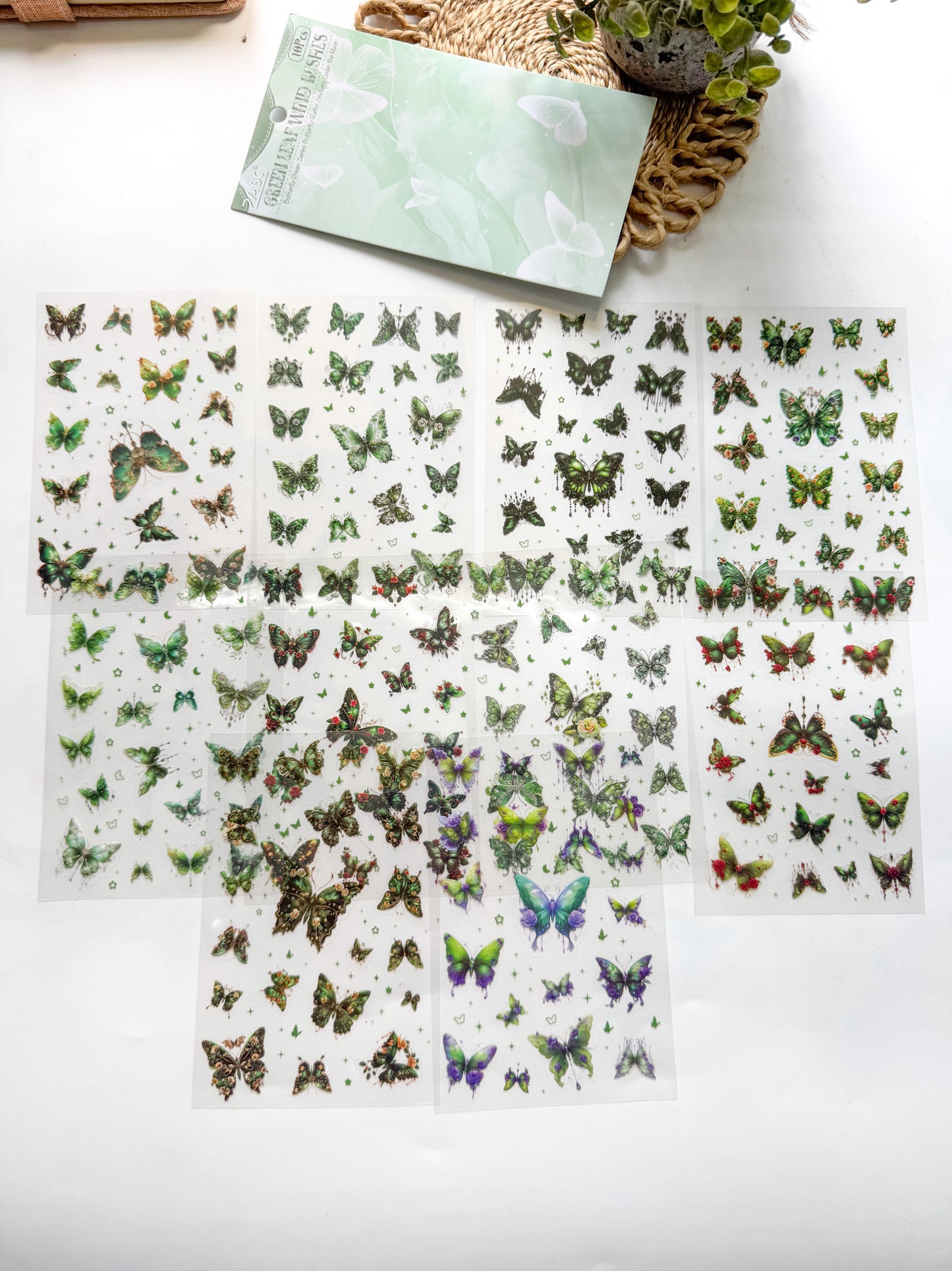 YXMD604 - sticker under the moon butterfly laser shell light hand account sticker waterproof pet film hand account material