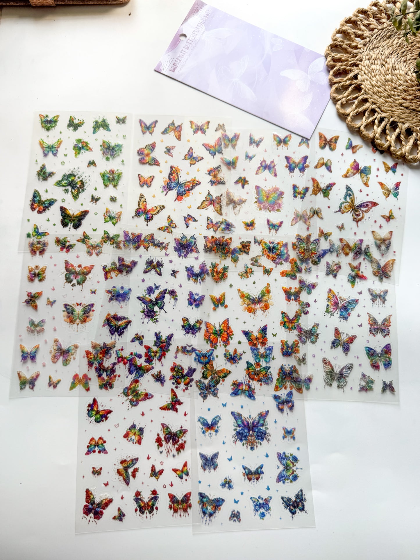 YXMD605 - sticker under the moon butterfly laser shell light hand account sticker waterproof pet film hand account material