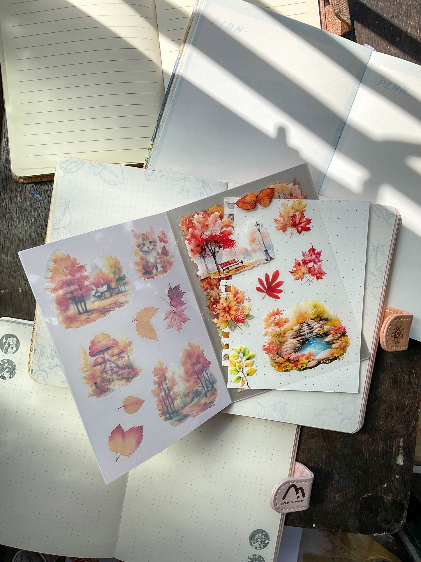 LLWS-403 Glazed Tiles Series Sticker Book|Garden Full Of Autumn Mood| Garden Series Sticker Book| Transparent Pet Sticker 20 sticker sheet book Yellow