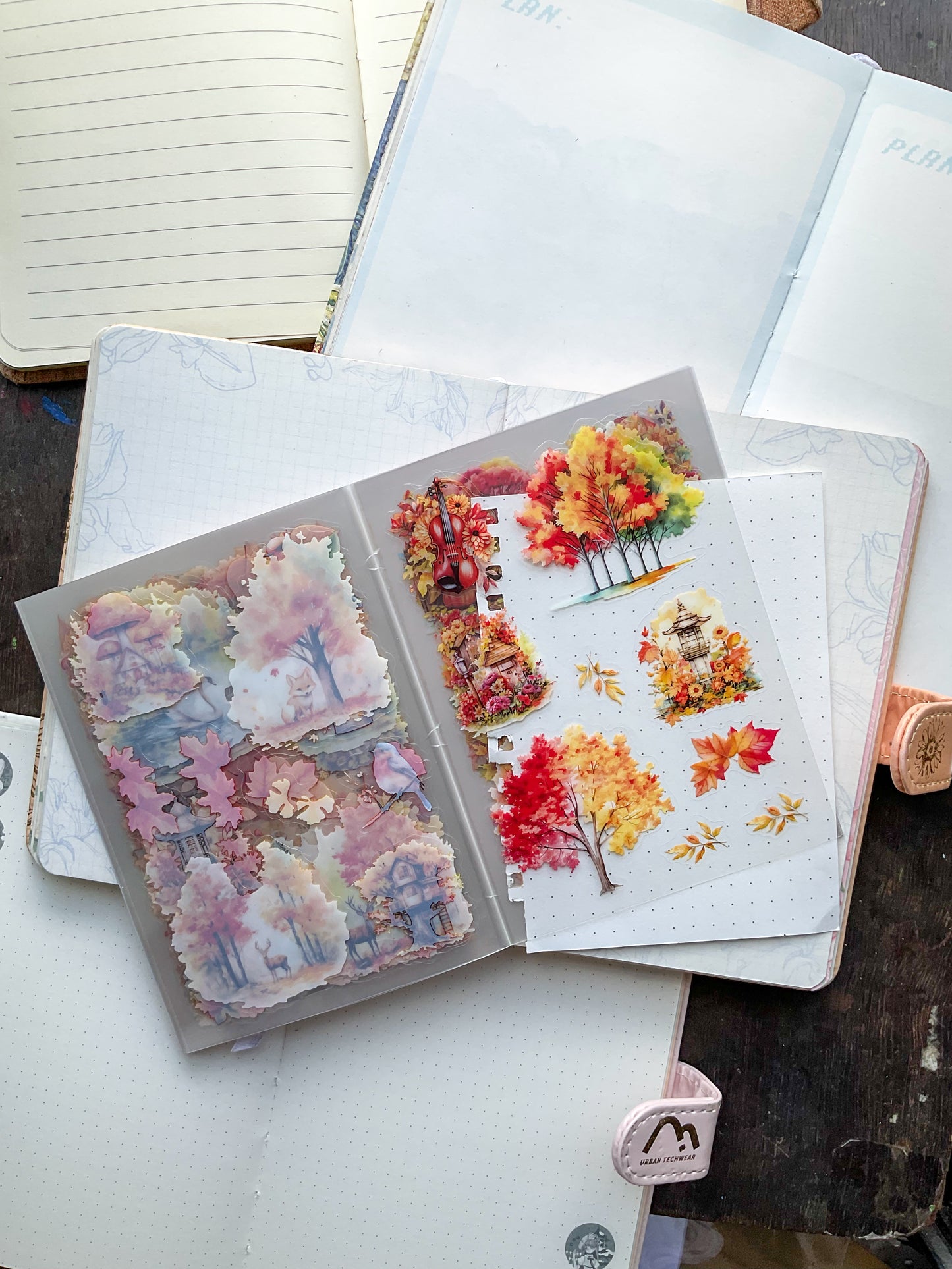 LLWS-403 Glazed Tiles Series Sticker Book|Garden Full Of Autumn Mood| Garden Series Sticker Book| Transparent Pet Sticker 20 sticker sheet book Yellow