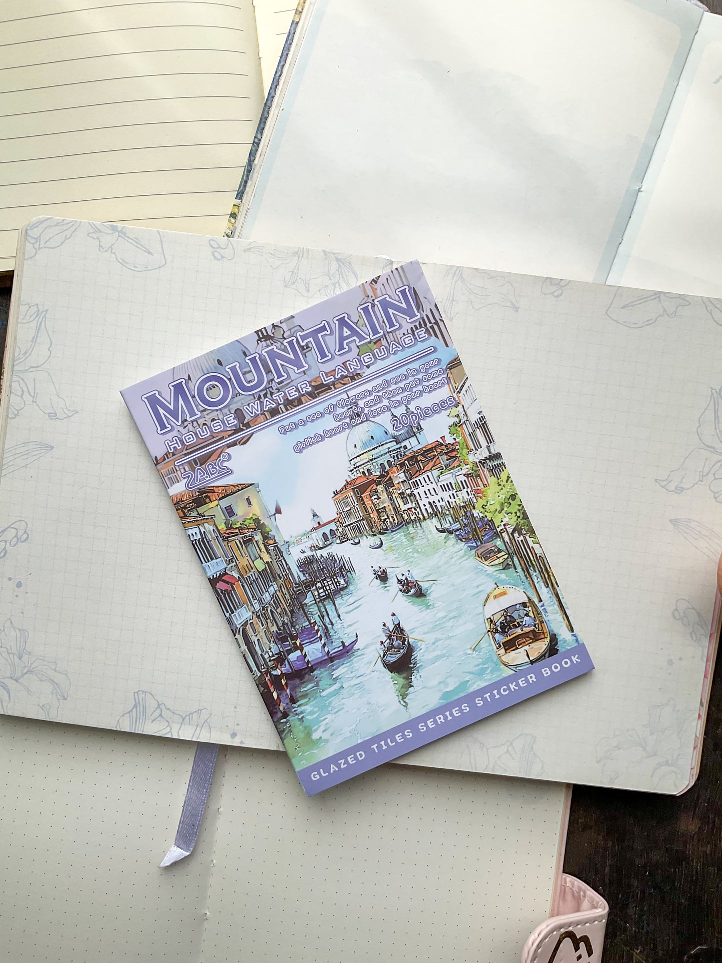 LLWS-404 Glazed Tiles Series Sticker Book|Mountain House Water Language| House Water Series Sticker Book| Transparent Pet Sticker 20 Pcs Purple