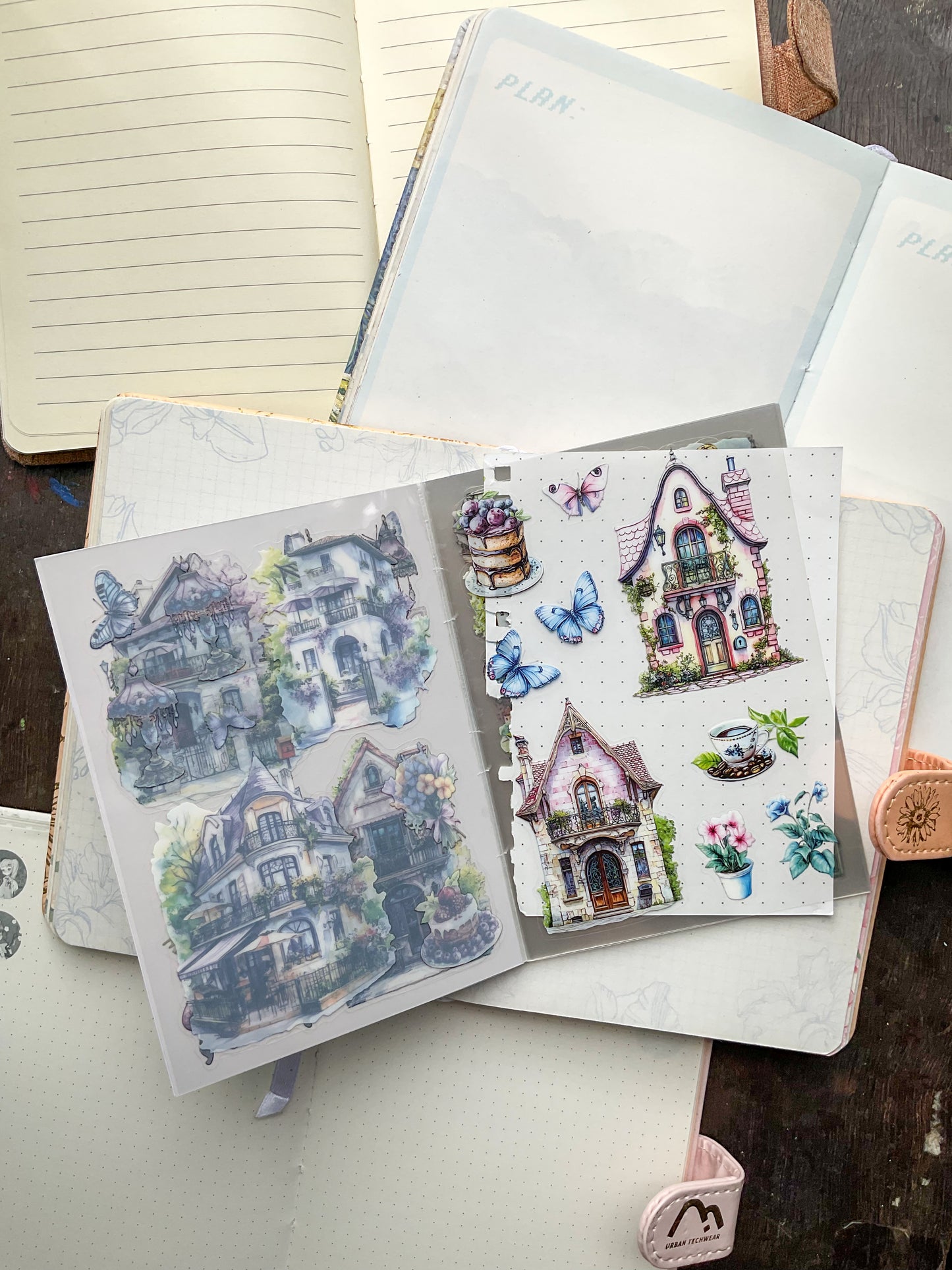 LLWS-404 Glazed Tiles Series Sticker Book|Mountain House Water Language| House Water Series Sticker Book| Transparent Pet Sticker 20 Pcs Purple