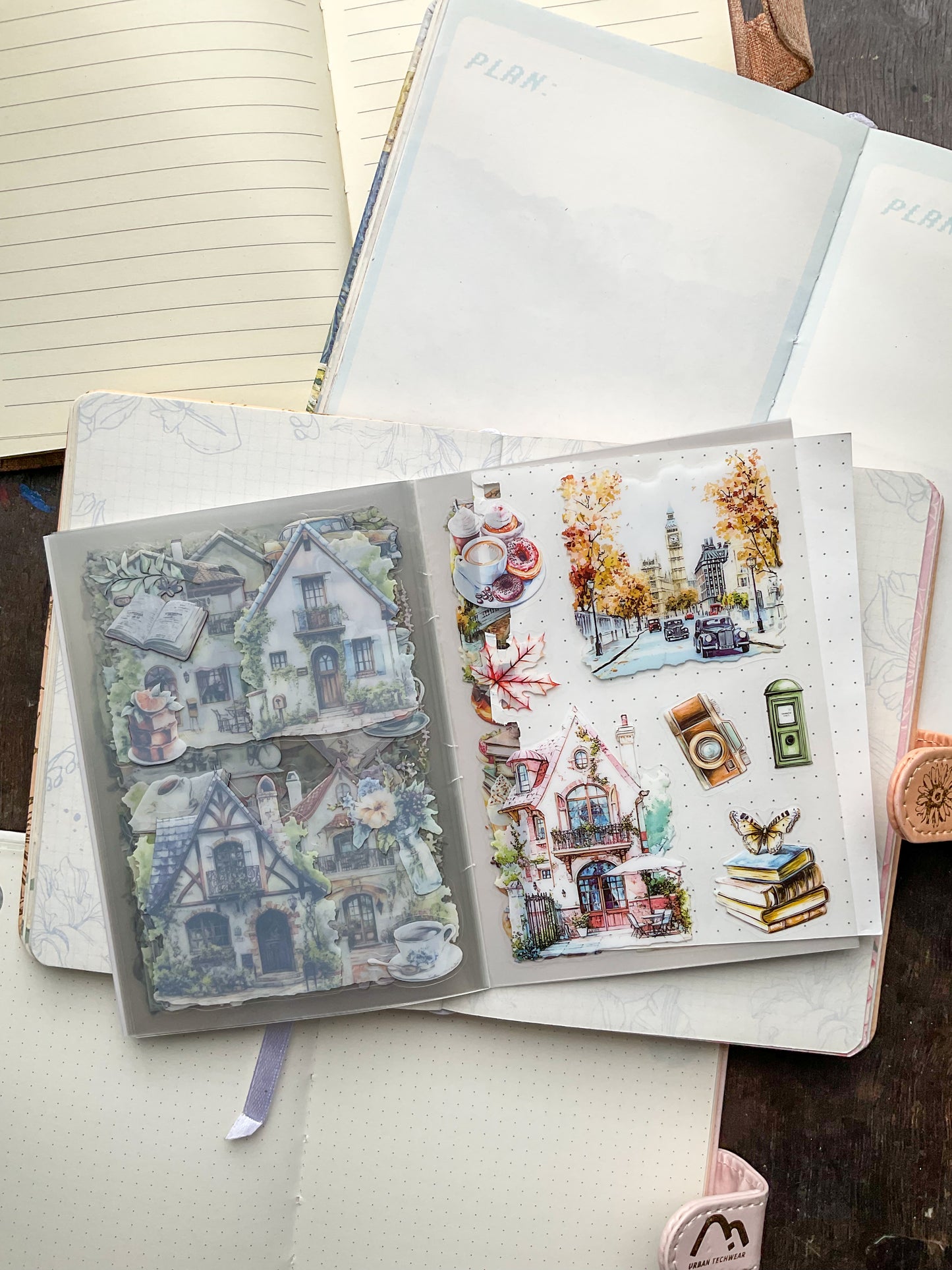 LLWS-404 Glazed Tiles Series Sticker Book|Mountain House Water Language| House Water Series Sticker Book| Transparent Pet Sticker 20 Pcs Purple
