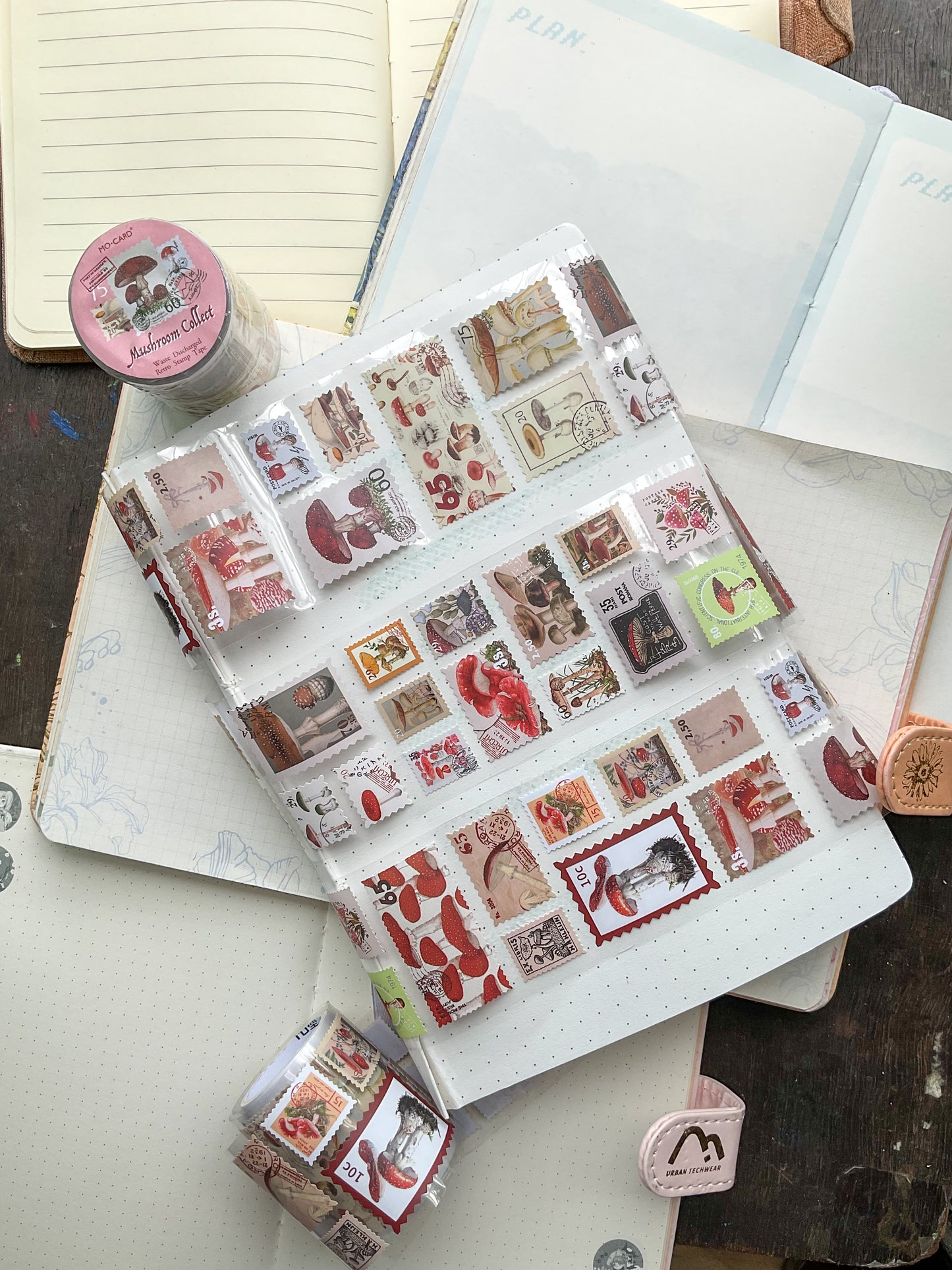 MMK03F095- Mushroom Collect |Vintage Sticker Roll| Retro Stamp Sticker Roll|2MM| Paper Sticker