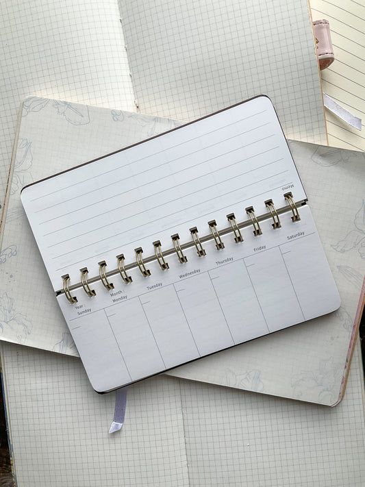 BQB780-1775 Weekly Journal Planner| Daily Planner Spiral Binding |Hard Cover 80 Pages 70x172mm| Weekly Memo Pad| Brown