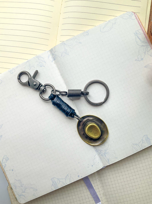 Cowboy Shaped Keychain| Leather Keychain with Spring Keyring| BAK
