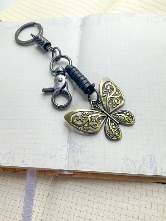 Butterfly Shaped Keychain| Leather Keychain with Spring Keyring| BAK