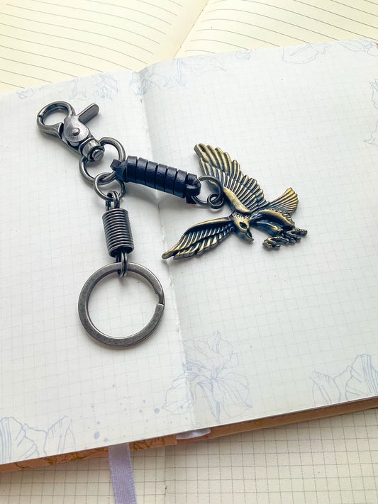 Eagle Shaped Keychain| Leather Keychain with Spring Keyring| BAK