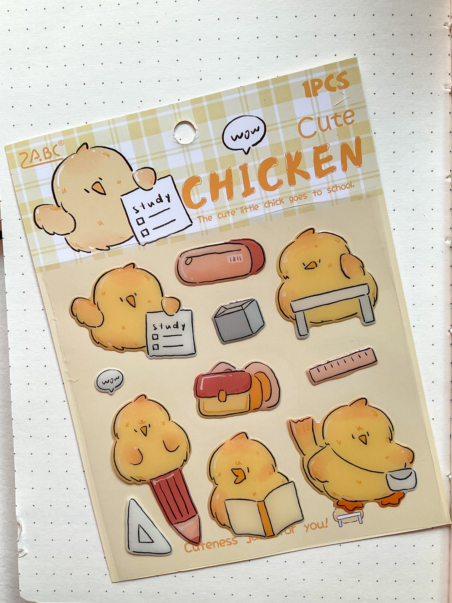 QXSS-12-07- Cute CHICKEN| Animal Fluffy Sticker Pets 1 Sheet