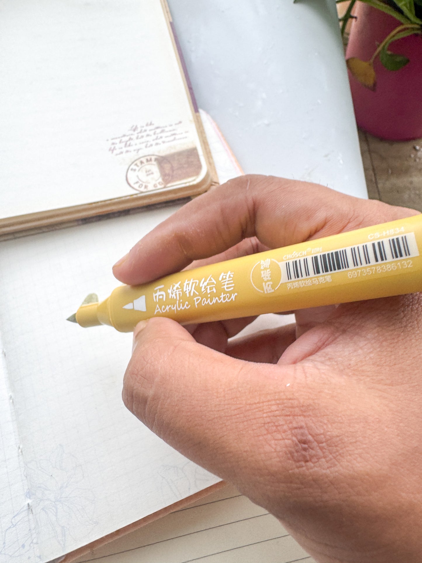 Csh805 Golden Acrylic Painter | 1 pcs | Brush Pen