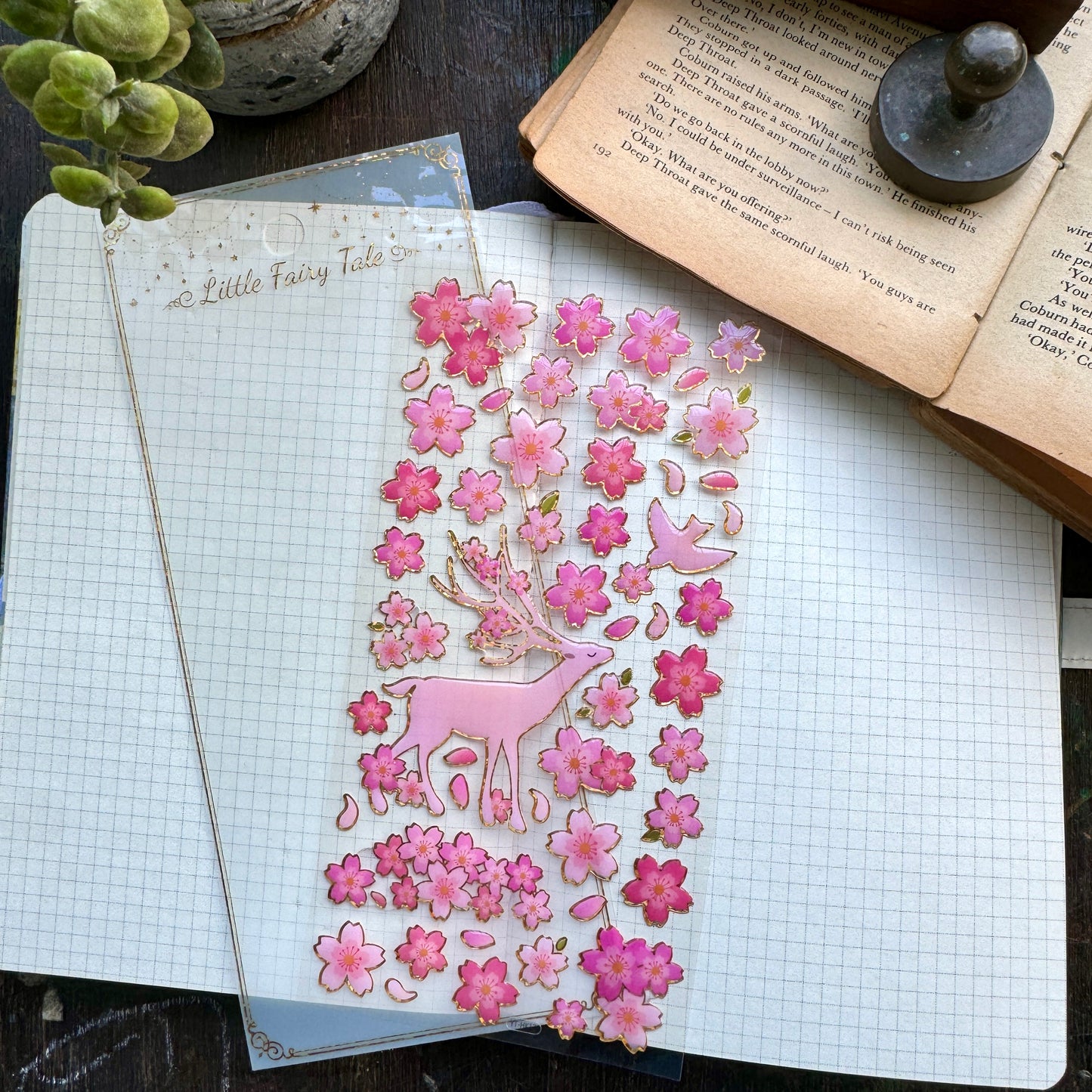 YTHK176 Little Fairy Tale 3d foiled Pink Stickers | 1 sheet