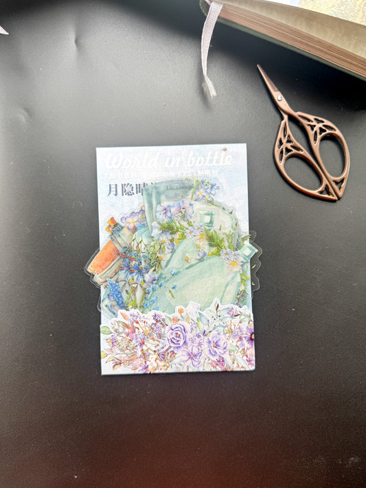 HGD-PZSJ005-Big Bottles with Foral Transparent PET Sticker | 10 Designs | 20 Stickers