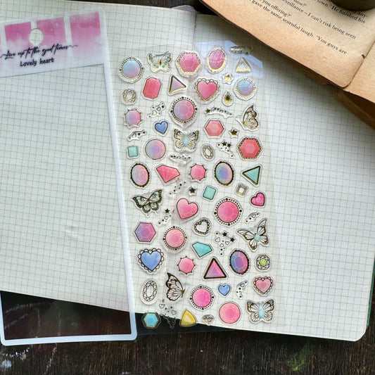 YTAS101 Lovely Heart 3d foiled Sticker | 1 sheet