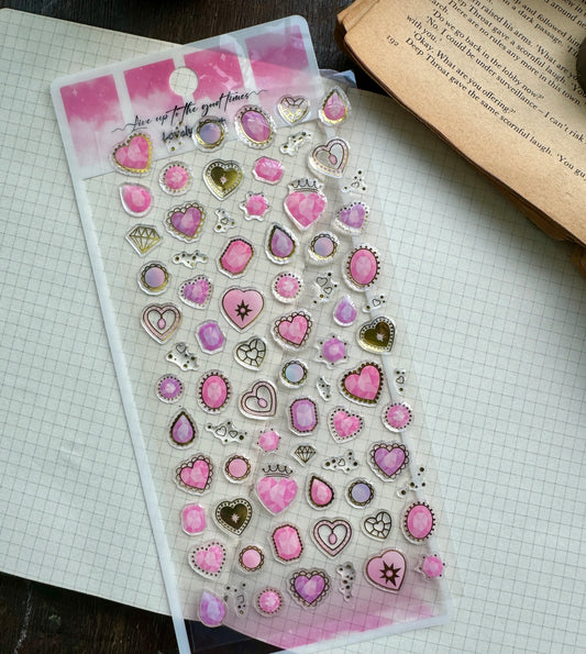 YTAS103 Lovely Heart 3d Foiled Sticker | 1 sheet