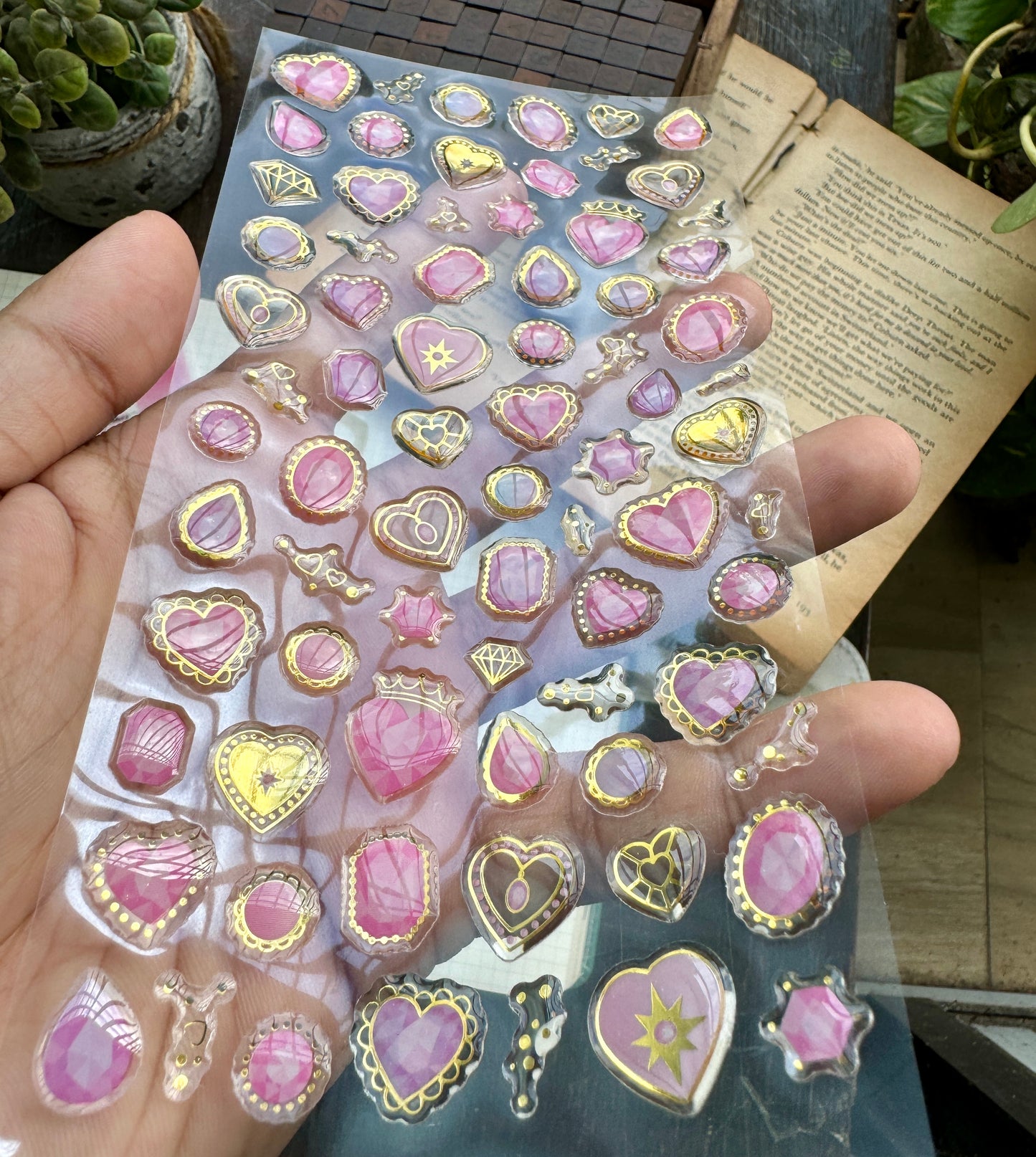 YTAS103 Lovely Heart 3d Foiled Sticker | 1 sheet
