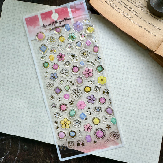 YTAS102 Lovely Heart 3d Foiled Sticker | 1 sheet