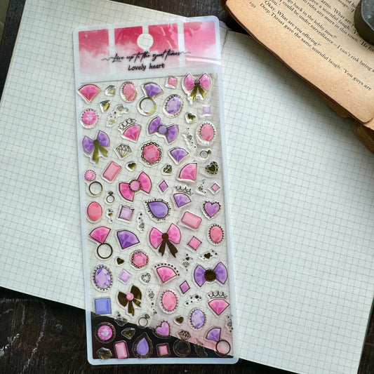 YTAS100 Lovely Heart 3d Foiled Sticker | 1 sheet