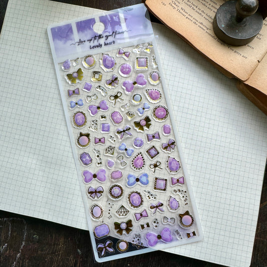 YTAS104 Lovely Heart 3d Foiled Sticker | 1 sheet