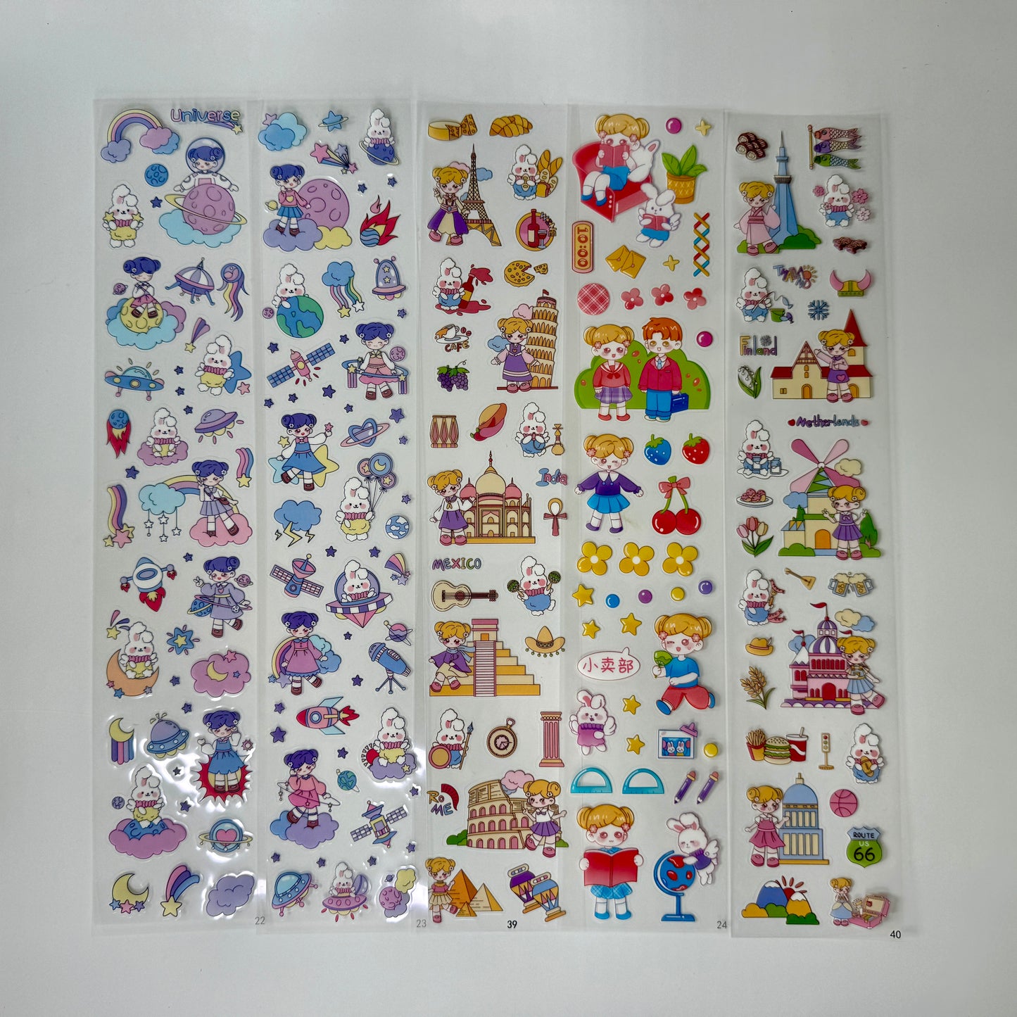 #11 Kawaii Long Sticker Set | Cute Stickers | 40*8cm | 20 Sheets
