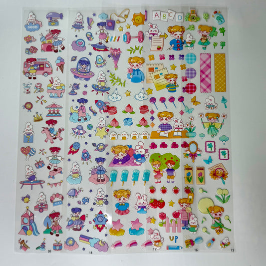 #12 Kawaii Long Sticker Set | Cute Stickers | 40*8cm | 20 Sheets